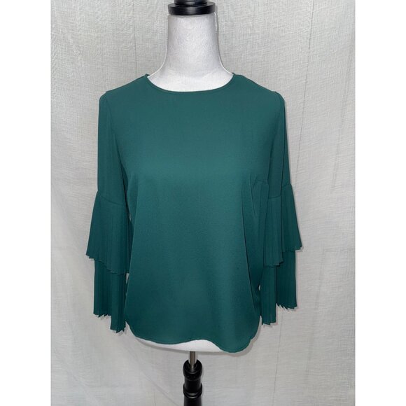 1. State Womens Pleated Sleeve Blouse XS Green - Picture 1 of 6